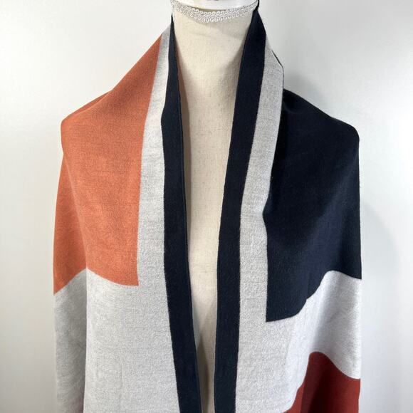 H&M Wide Wrap Scarf Colorblock Vegan Woven Blanket - Picture 2 of 8